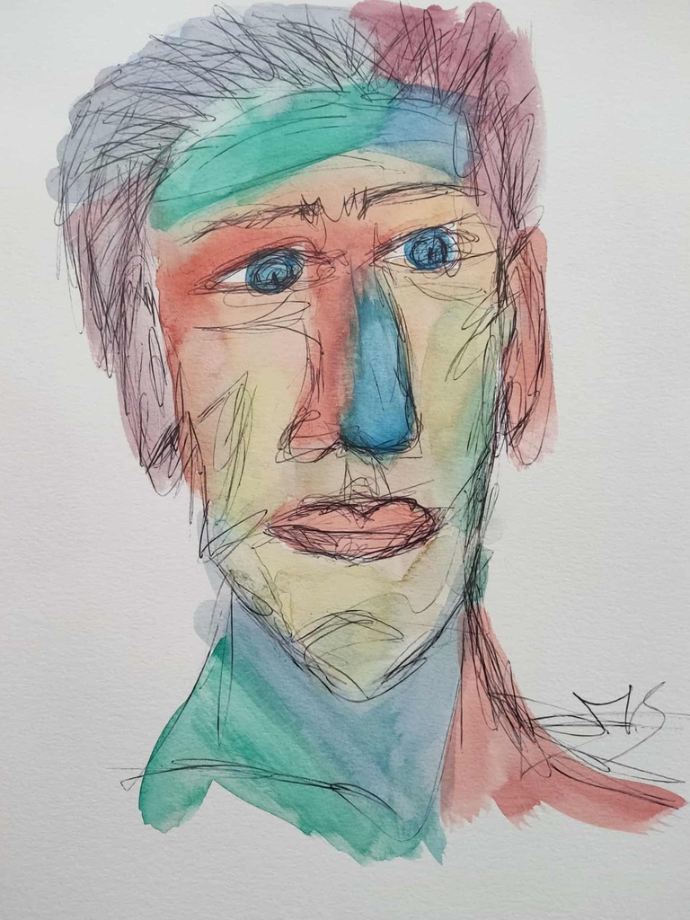 Doodling face-playing with colors