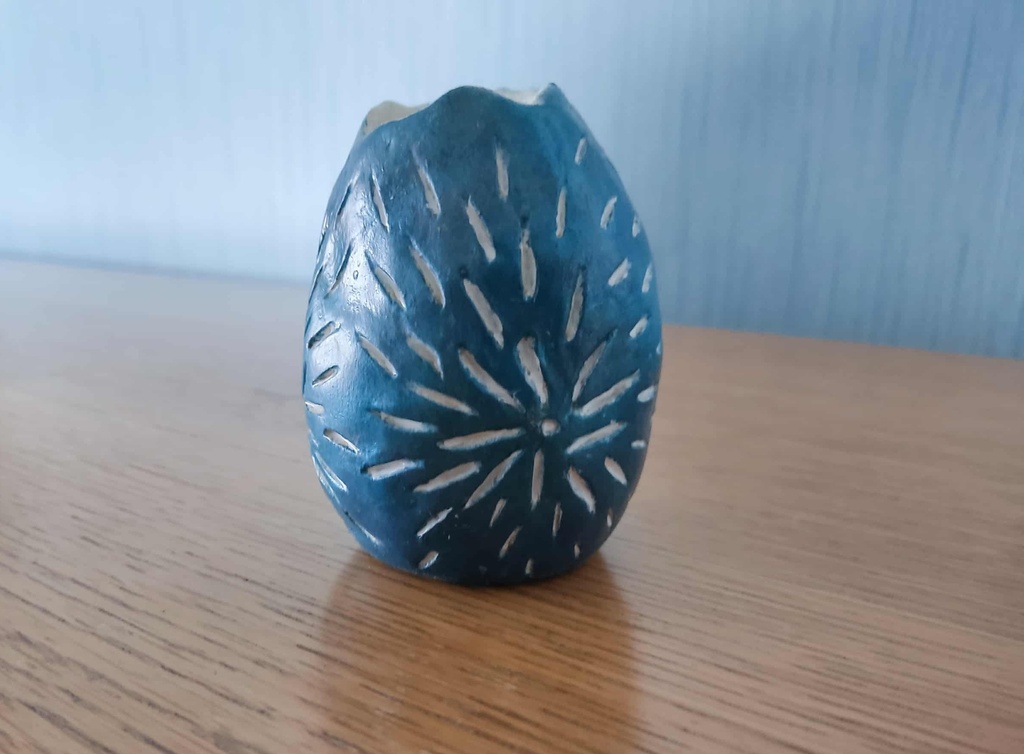 Vaasje blauw metalica