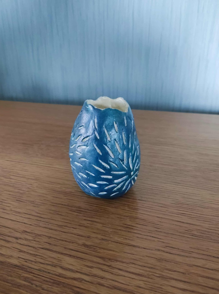 Vaasje blauw metalica