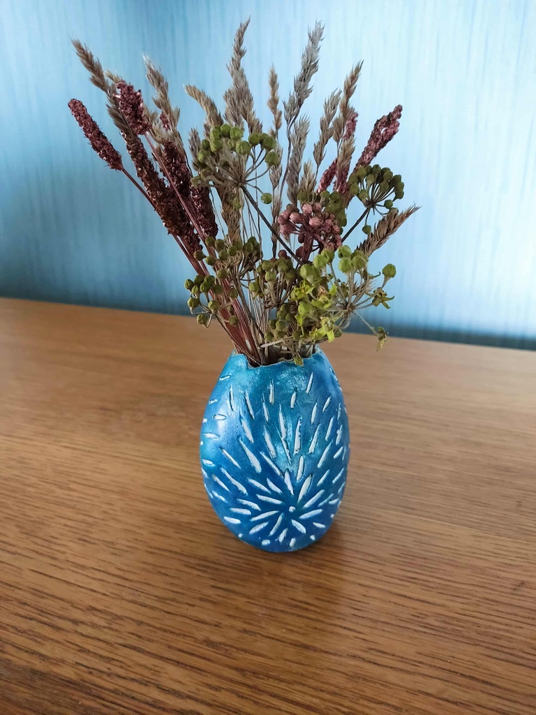 Vaasje blauw metalica