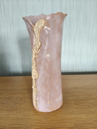 Hoge vaas (gekruld) roze