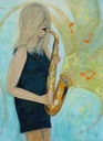 Playing saxophone 
