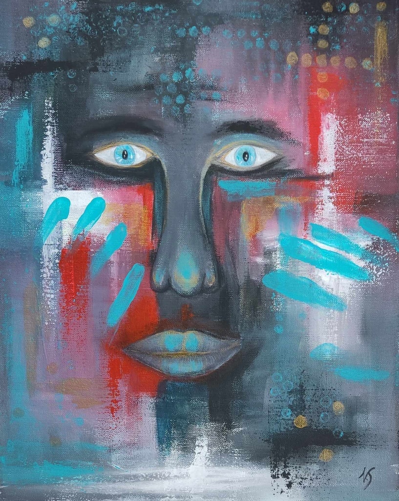 Face red-bleu