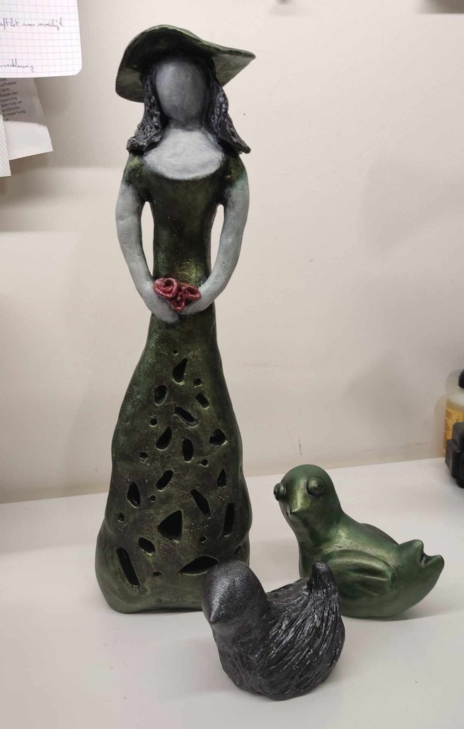 Dame met hoed, groen 