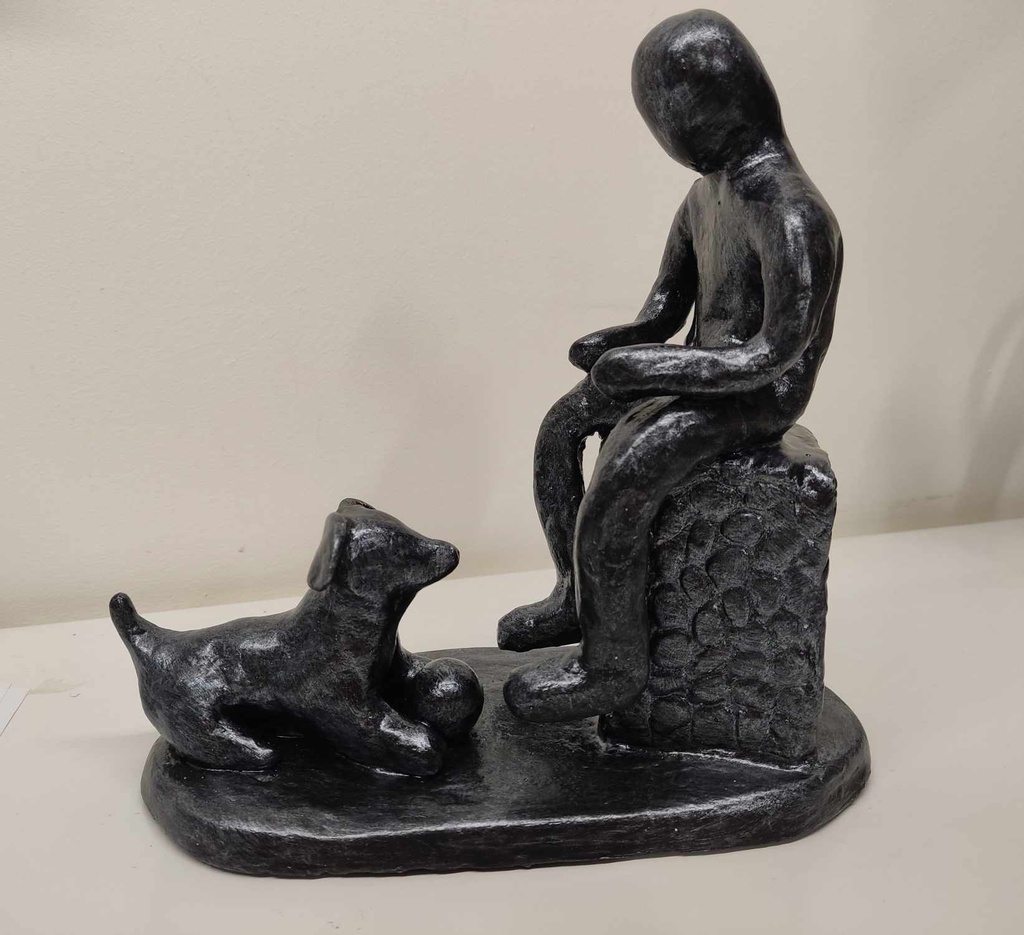 Man met hond, zwart 