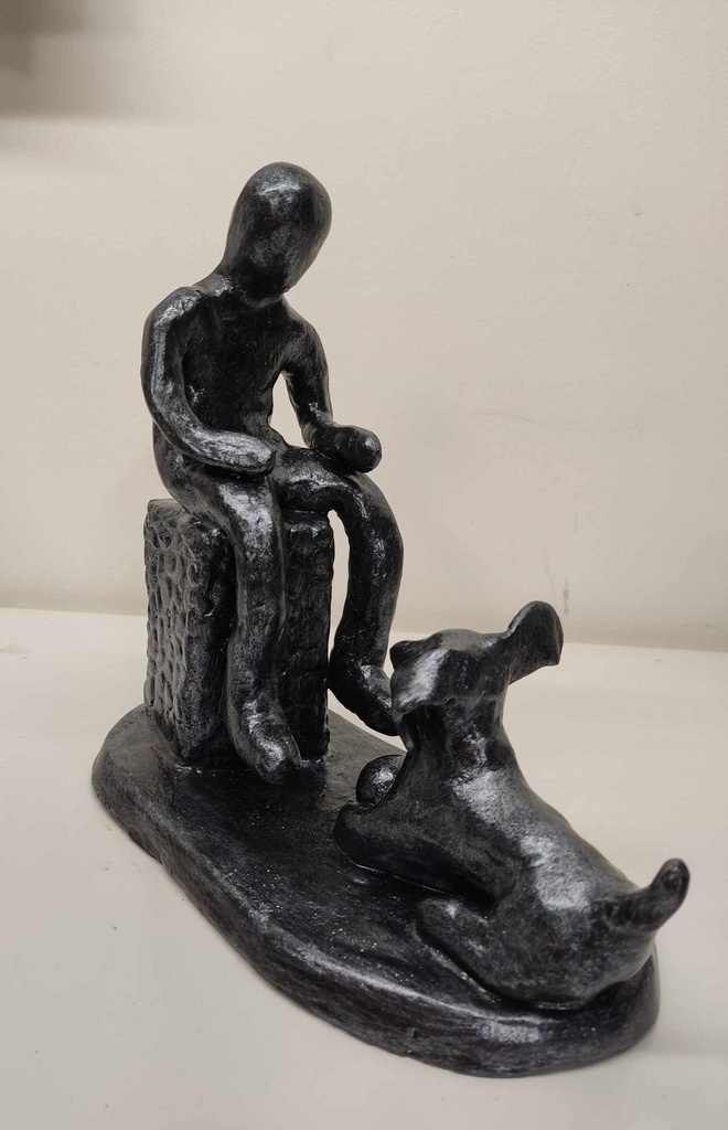 Man met hond, zwart 