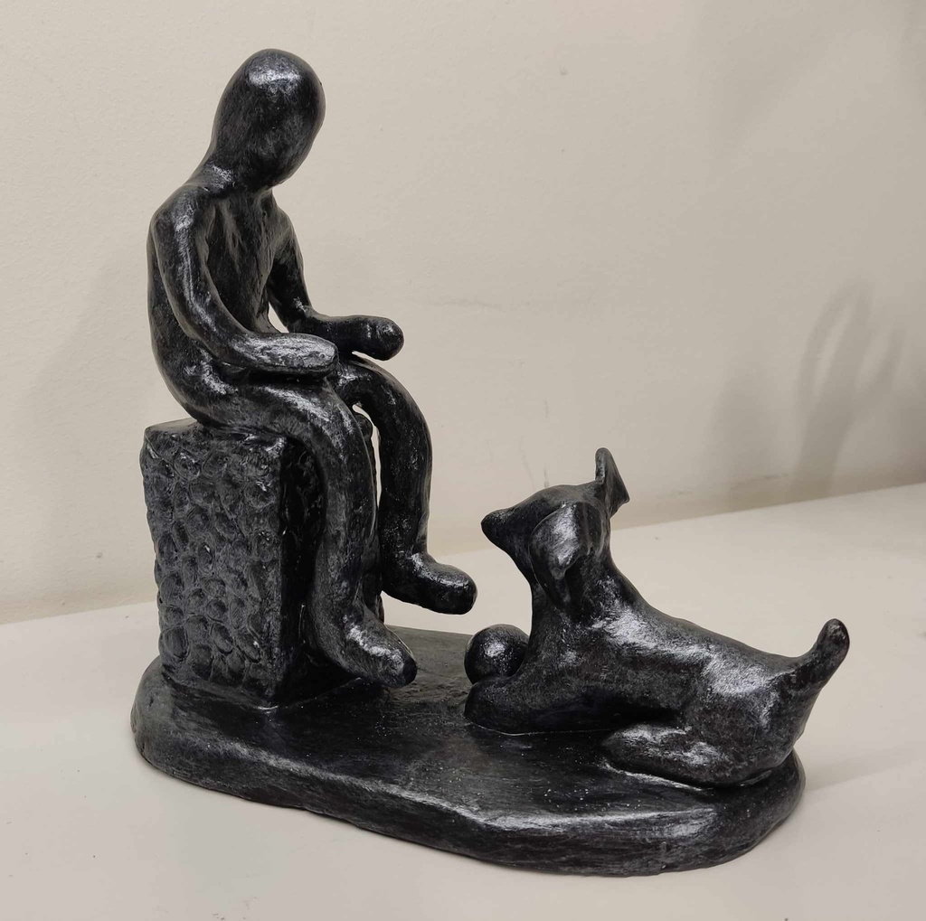 Man met hond, zwart 