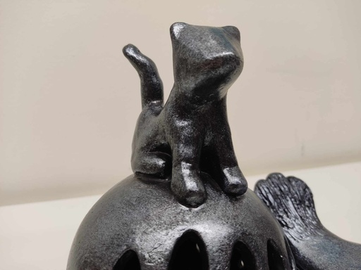 Kat op bol- zwart