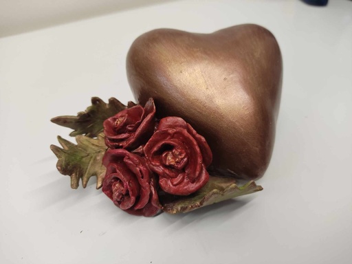 Hartje met bloem, brons 
